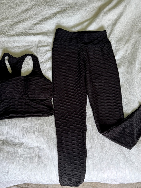 Other - Black Women's Textured Leggings and Sports Bra Set